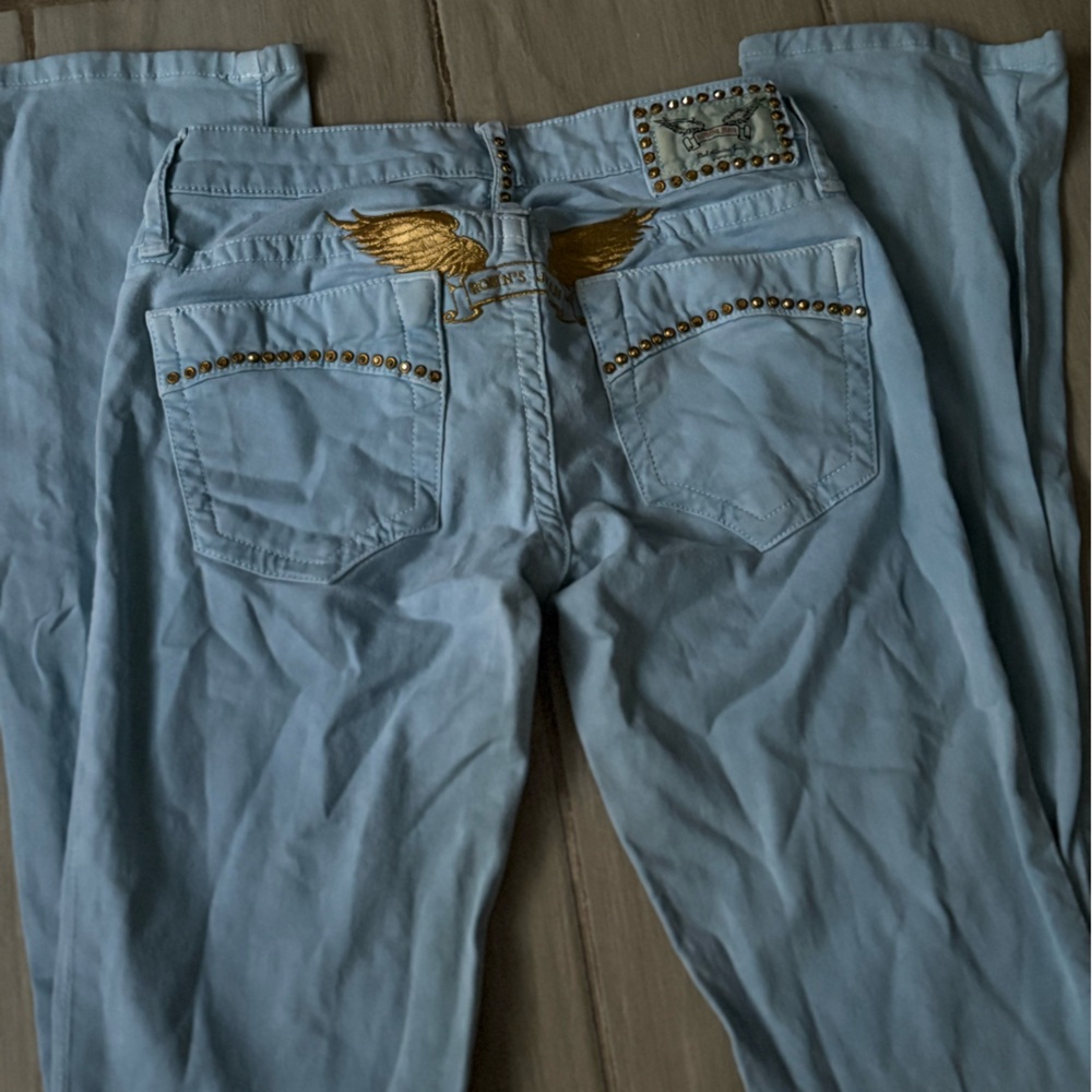 Robin's Jean Blue and Gold Flare Wide Leg Jeans